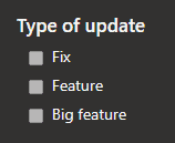 Typ of update. Fix, Feature or Big feature.